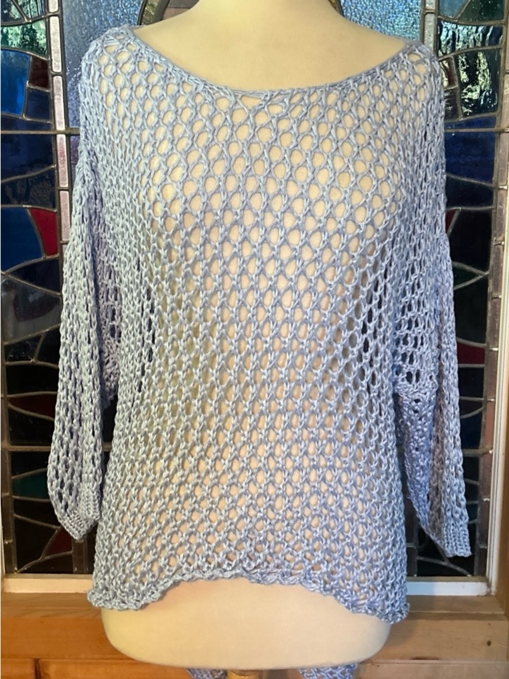 Bella Amore Open Weave Crochet Tunic Loose Knit Layering Top Cover Up ITALY
